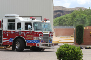 Fire trucks from around Southern Utah were on scene for a fire at SKF Manufacturing, LaVerkin, Utah, July 11, 2015 | Photo by Nataly Burdick, St. George News