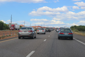 Traffic slowed after three collisions within one half mile happened on Interstate 15, Washington, Utah, July 9, 2015 | Photo by Nataly Burdick