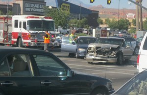 An afternoon accident at Green Springs and Telegraph damaged three cars, Washington, Utah, August 28, 2015 | Photo by Ric Wayman, St. George News