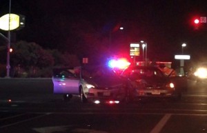 An evening accident at Green Springs and Telegraph damaged two cars, Washington, Utah, August 28, 2015 | Photo courtesy of Brittany Chubbick, St. George News