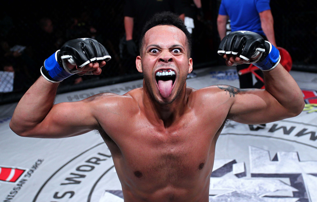 Calvin Parrington is victorious in his fight against Brahyan Zurcher, Mayhem in Mesquite VII Mixed Martial Arts event at the CasaBlanca, Mesquite, Nevada, Aug. 22, 2015, | Photo by Robert Hoppie, ASPpix.com, St. George News