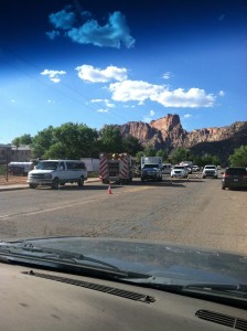 One person was transported to the hospital after a Jeep Cherokee rear-ended a Ford van, Colorado City, Arizona, Aug. 3, 2015 | Photo courtesy of Jesseca Jessop