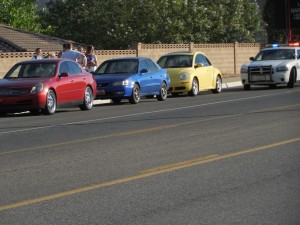 Seven cars were involved in three separate rear-end collisions in quick succession on River Road Monday morning, St. George, Utah, August 17, 2015 | Photo by Julie Applegate, St. George News