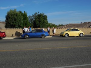 Seven cars were involved in three separate rear-end collisions in quick succession on River Road Monday morning, St. George, Utah, August 17, 2015 | Photo by Julie Applegate, St. George News