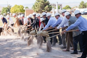 Officials and invited guests ceremonially break ground for the new Campus View Suites housing project at Dixie State University, St. George, Utah, Aug. 28, 2015 | Photo courtesy of Dixie State University, St. George News