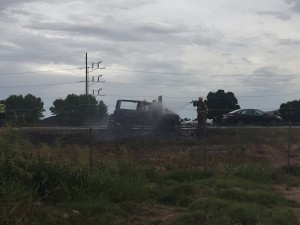 Ford Bronco 2 catches fire on I-15 near milepost 7, Aug. 25, 2015 | Photo by Shane Brinkerhoff, St. George News