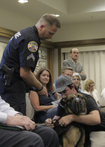 CCPD K-9 Paco receives his first bulletproof vest,  Cedar City Council Chambers, Cedar City, Utah, August 12, 2015 | Photo by Carin Miller, St. George News