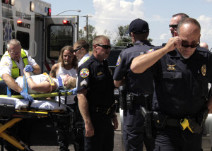 A silver Dodge Intrepid swerved for unknown reasons, crossing their lane and running up the curb into a parked car, the area of 700 West and 400 North, Cedar City, Utah, August 27, 2015 | Photo by Carin Miller, St. George News