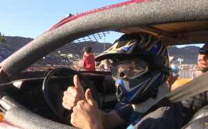 A driver prepares for his round in the pit, Washington County Fair, Washington County Regional Park, Hurricane, Utah, Aug. 15, 2015