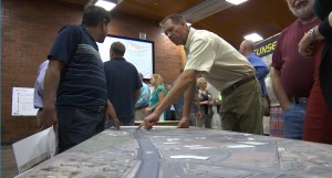 Residents ask questions at the UDOT open house Tuesday about the new design for Bluff Street improvements, St. George, Utah, Aug. 18, 2015 | Photo by Leanna Bergeron, St. George News
