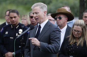 District Attorney George Brauchler speaks with members of the media following the reading of the jury's decision that Colorado theater shooter James Holmes will not receive the death penalty, outside the Arapahoe County District Court in Centennial, Colo., Aug. 7, 2015. Centennial, Colo.,  Aug. 7, 2015 |  AP Photo by Brennan Linsey, St. George News