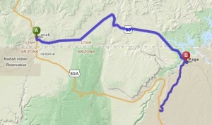 Highway 89 detour | Image created on Mapquest.com, St. George News 