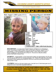 Updated missing person poster for Jerold Joseph Williams | Courtesy of Coconino County Sheriff's Office, St. George News | Click image to enlarge