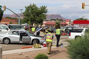 Two-vehicle accident on State Street in Hurricane, Utah, Aug. 7, 2015 | Photo by Jessica Tempfer, St. George News