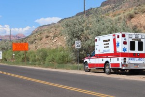 Emergency responders pursued a suspect on state Route 9 to Kolob Terrace road in Virgin, Utah, Aug. 15, 2015 | Photo by Nataly Burdick, St. George News