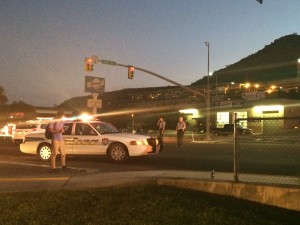 Two pedestrians have a run-in with a car on Bluff Street, St. George, Utah, Aug. 22, 2015 | Photo by Mori Kessler, St. George News