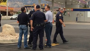 Authorities investigate suspected armed robbery at Wal-Mart, Cedar City, Utah, Aug. 13, 2015 | Photo by Carin Miller, St. George News