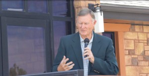 Utah State Senator Even Vickers speaks to the crowd about the importance of involving local workers when beginning projects, Cedar City, Utah, Sept. 28, 2015 | Photo by Devan Chavez, St. George News