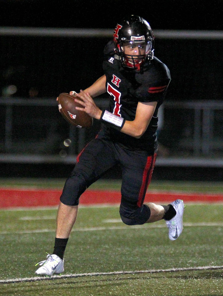 Hurricane quarterback Josh Parker (7), file photo from Hurricane vs. Desert Hills, Football, Hurricane, Utah, Sept. 18, 2015, | Photo by Robert Hoppie, ASPpix.com, St. George News