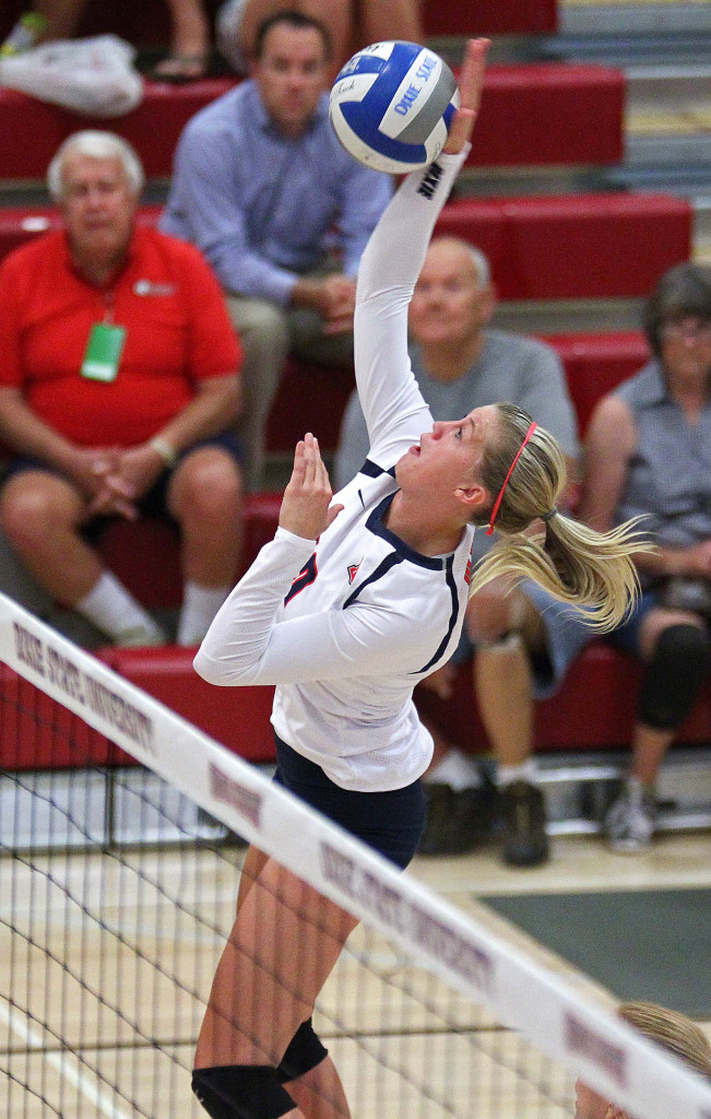 Brette Anderson, Dixie State University Volleyball, St. George, Utah, Sept. 2, 2015, | Photo by Robert Hoppie, ASPpix.com, St. George News