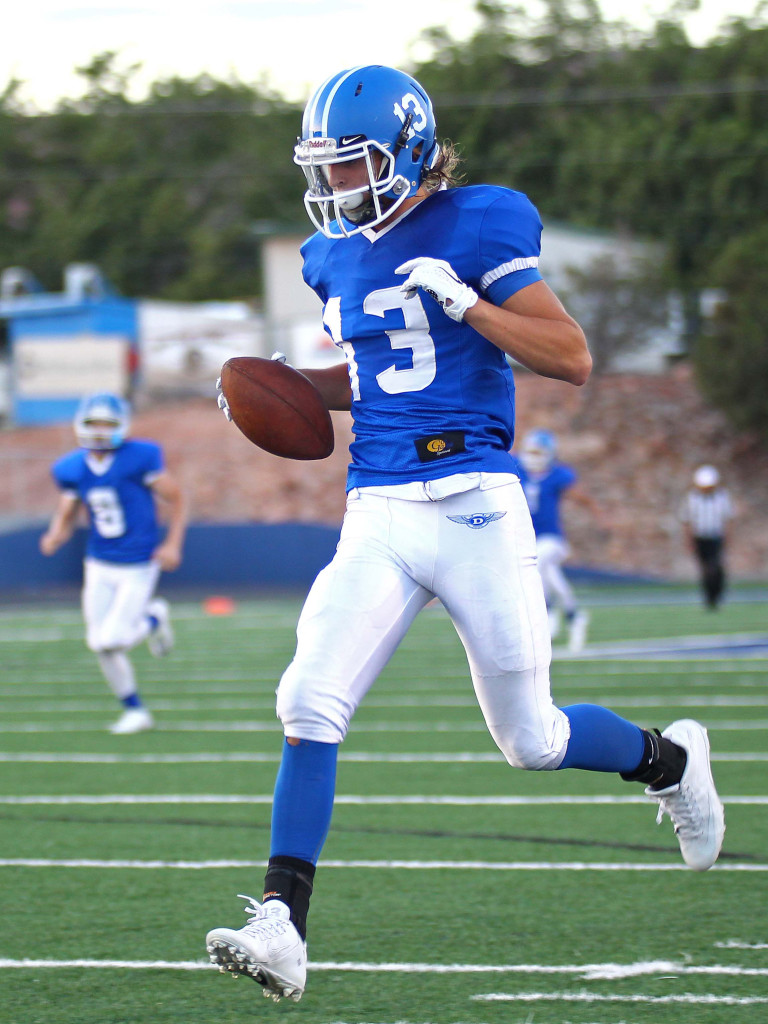 Bret Barben (13), Dixie vs. Mojave, Football, St. George, Utah, Sept. 4, 2015, | Photo by Robert Hoppie, ASPpix.com, St. George News