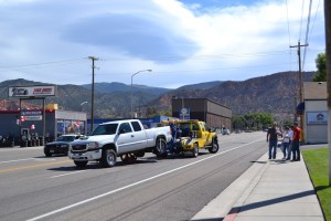 Driver misses redlight and smashes into another car tearing off the bumper, 300 West and 200 North, Cedar City, Utah, September 3, 2015 | Photo by Emily Hammer, St. George News 