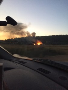 The view as pizzeria owners drove to the fire that destroyed their business early Wednesday morning, Hot Mam's Pizza & Brew, Duck Creek Village, Utah, September 9, 2015 | Courtesy of Ashley Romero, St. George News