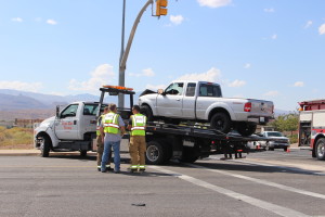 Three vehicle collision that occurred on Sunset Boulevard and Westridge Drive, St. George, Utah, Sept. 5, 2015 | Photo by Jessica Tempfer, St. George News