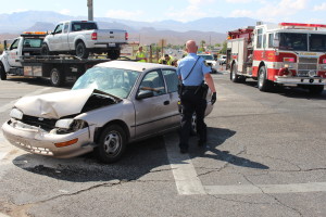 Three vehicle collision that occurred on Sunset Boulevard and Westridge Drive, St. George, Utah, Sept. 5, 2015 | Photo by Jessica Tempfer, St. George News