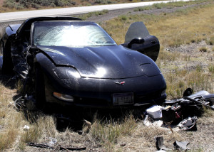 One woman is sent to the hospital following a single-car spinout on Interstate 15 near New Harmony, Utah, Sept. 24, 2015 | Photo by Carin Miller, St. George News