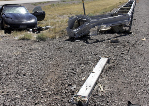 One woman is sent to the hospital following a single-car spinout on Interstate 15 near New Harmony, Utah, Sept. 24, 2015 | Photo by Carin Miller, St. George News