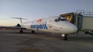 An Allegiant Air MD-80 makes an unscheduled landing at the St. George Regional Airport, St. George, Utah, Sept. 8, 2015 | Photo courtesy of Brad Kitchen, St. George News