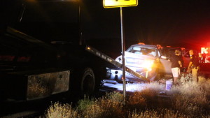 Aftermath of a failed U-turn attempt on Bluff Street just north of the Red Hills Parkway Interchange, St. George, Utah, Sept. 11, 2015 | Photo by Mori Kessler, St. George News