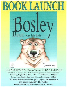 Bosley Bear book launch flier | Image courtesy of Jeremy Bird, St. George News