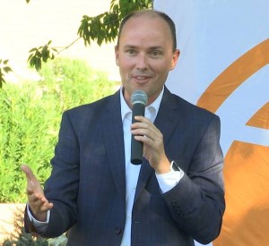 Utah Lt. Gov. Spencer Cox speaks at the ribbon-cutting ceremony for Tonaquint Networks "Fiberhood", St. George, Utah, Sept. 3, 2015 | Photo by Kassi Gillette, St. George News