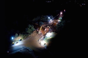 Aerial shot of an area where crews are clearing out debris left in the wake of fatal flash flooding in Hildale that has claimed a number of lives and left other missing, Hildale, Utah, Sept. 15, 2015 | Photo by Michael Durrant, St. George News