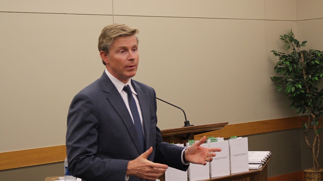 Jonathan Johnson addresses attendees to a town hall meeting at Dixie State University, St. George, Utah, Sept. 23, 2015 | Photo by Devan Chavez, St. George News