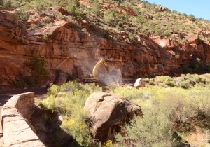 Falling boulders cause road closure on the Zion-Mount Carmel Highway, Zion National Park, Utah, Sept. 23, 2015 | Photo courtesy of Zion National Park, St. George News