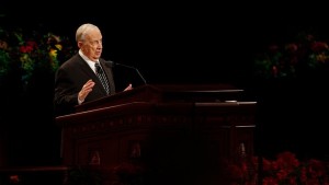 Elder Richard G. Scott, of the Quorum of the Twelve Apostles of The Church of Jesus Christ of Latter-day Saints, speaks at the Sunday afternoon session of general conference, Salt Lake City, Utah, Oct. 5, 2014 | Photo courtesy of The Church of Jesus Christ of Latter-day Saints, St. George News