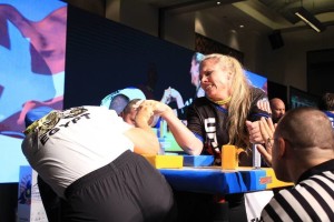 Lisa Wolfley arm wrestles at the World Championships in Kuala Lumpur, Malaysia, September 2015 | Photo courtesy of Lisa Wolfley, St. George News