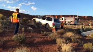 Van crashes at Interstate 15 Exit 16, Washington, Utah, Oct. 1, 2015 | Photo by Cami Cox Jim, St. George News