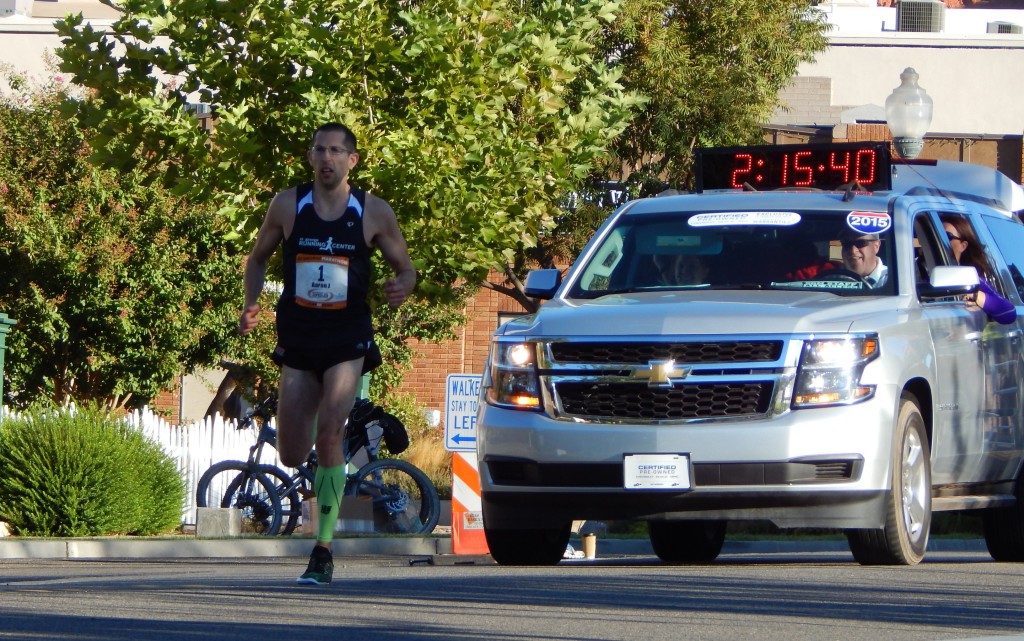 Aaron Metler, the first place finisher for the men, at the St. George Marathon, St. George, Utah, Oct. 3, 2015 | Photo by Shelly Griffin, St. George News