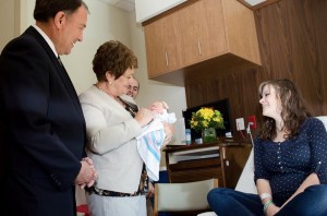 Gov. Gary Herbert and his wife, Jeanette, made the landmark announcement that Utah has now reached three million residents following their visit to the maternity ward of Utah’s newest hospital, Mountain West Medical Center, Lehi, Utah, Oct. 26, 2015 | Photo courtesy of Gov. Gary Herbert’s Office, St. George News