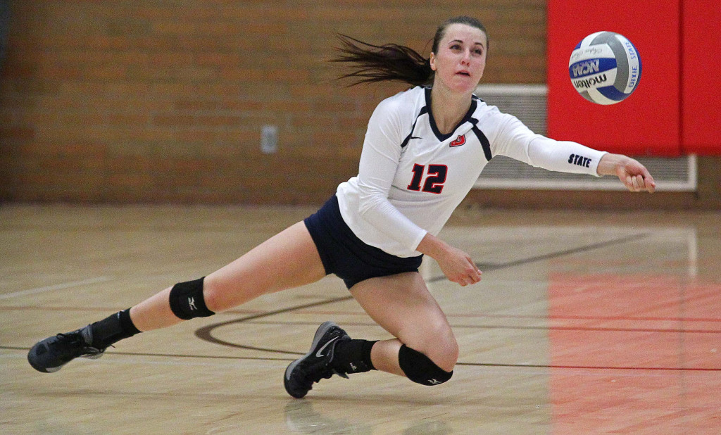 Delayne Daniel, Dixie State University Volleyball, St. George, Utah, Sept. 2, 2015, | Photo by Robert Hoppie, ASPpix.com, St. George News