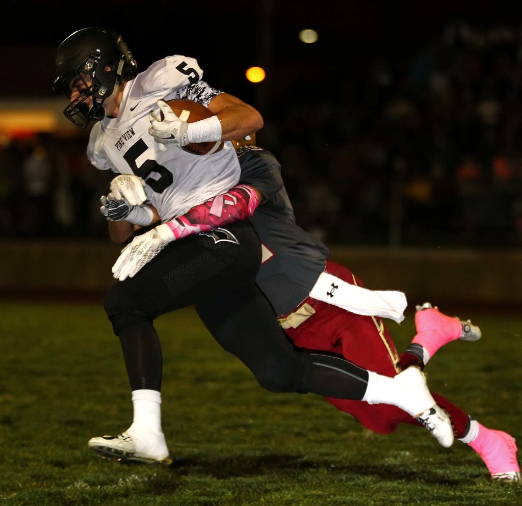 Bear River will host Pine View and talented receiver Steve Bangerter (5). File photo from Cedar vs. Pine View, Football, Cedar City, Utah, Oct. 9, 2015, | Photo by Robert Hoppie, ASPpix.com, St. George News