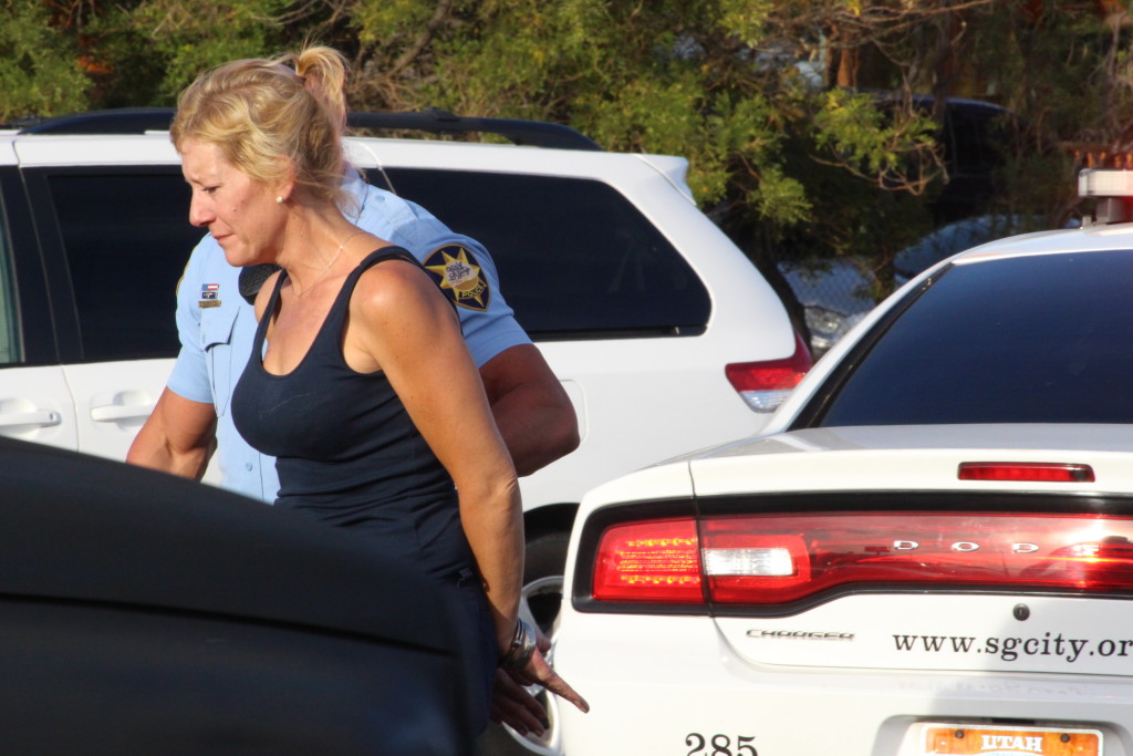 Traci Ann Kieffer of St. George is arrested on DUI and other charges after triggering a 3-car collision on St. George Boulevard, St. George, Utah, Oct. 15, 2015 | Photo by Cody Blowers, St. George News