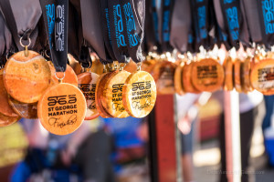 The St. George Marathon "Finisher" medals, St. George, Utah, Oct. 3, 2015 | Photo by Dave Amodt, St. George News