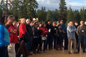 An attentive audience pulls out their camera phones to video keynote speaker Governor Gary Herbert at the 2015 Utah Tourism Conference, Bryce Canyon National Park, Bryce, Utah, Oct. 7, 2015 | Photo by Carin Miller, St. George News