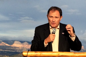 Governor Gary Herbert delivers keynote speech at the 2015 Utah Tourism Conference, Bryce Canyon National Park, Bryce, Utah, Oct. 7, 2015 | Photo by Carin Miller, St. George News