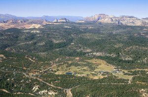 An aerial view of Zion Ponderosa Ranch Resort, Mt. Carmel, Utah, date not specified | Image courtesy of Zion Ponderosa Ranch Resort, St. George News